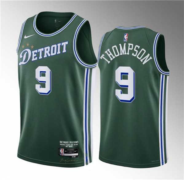Men%27s Detroit Pistons #9 Ausar Thompson Green 2023 Draft City Edition Stitched Basketball Jersey->detroit pistons->NBA Jersey
